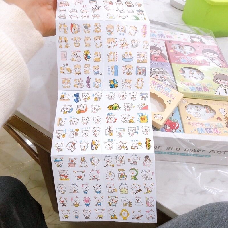 Sỉ khay 30 hộp dán sticker hình con vật ( hộp 12 tờ )