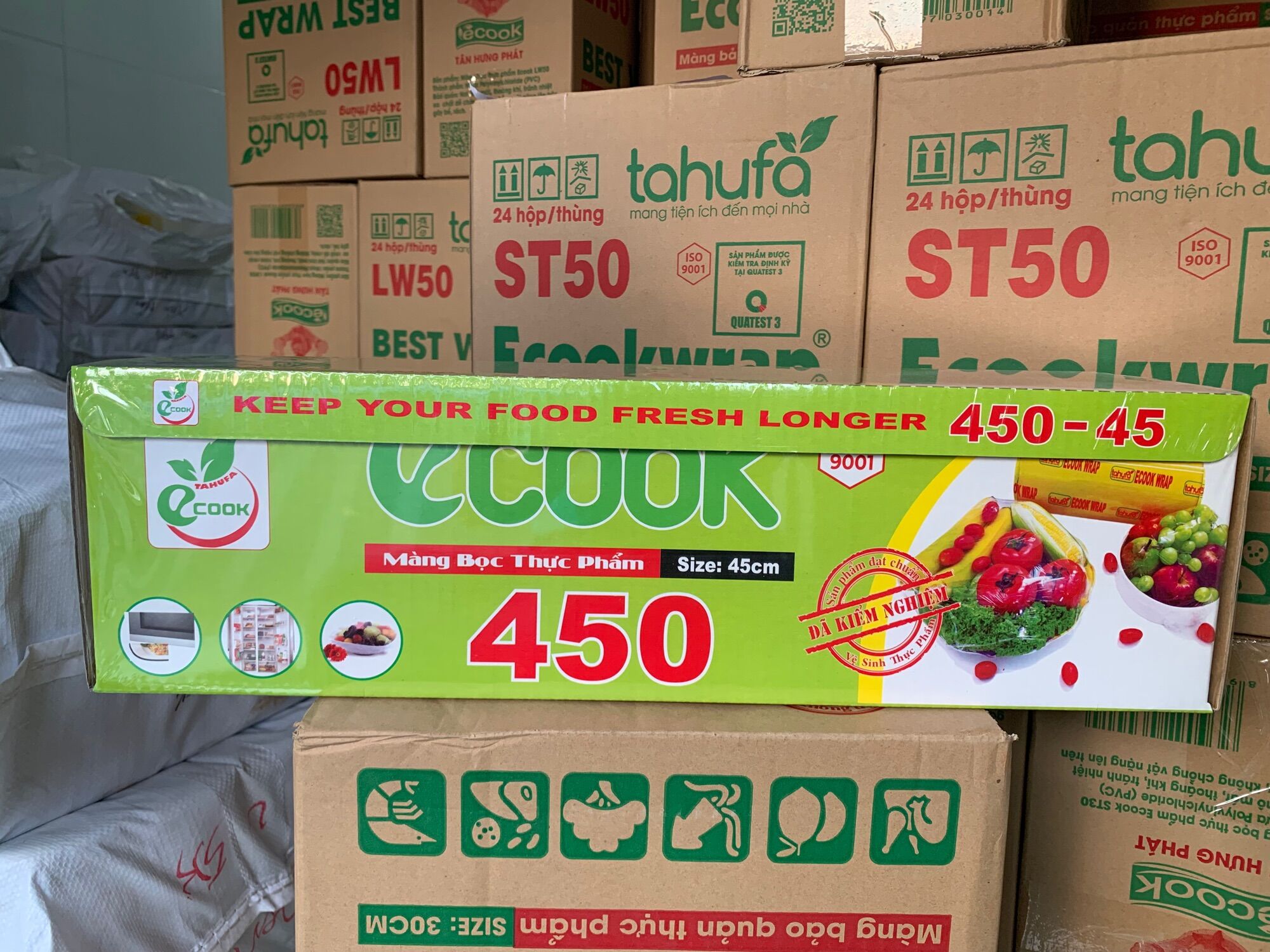 Màng bọc thực phẩm cao cấp ecook r450-size 45cm- bảo quản thức ăn
