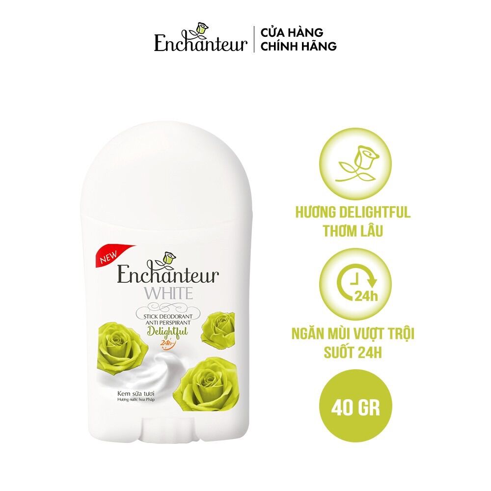 Sáp khử mùi trắng da Enchanteur 40gr gồm 4 mùi: Charming, Sensation, Romantic, Delightful