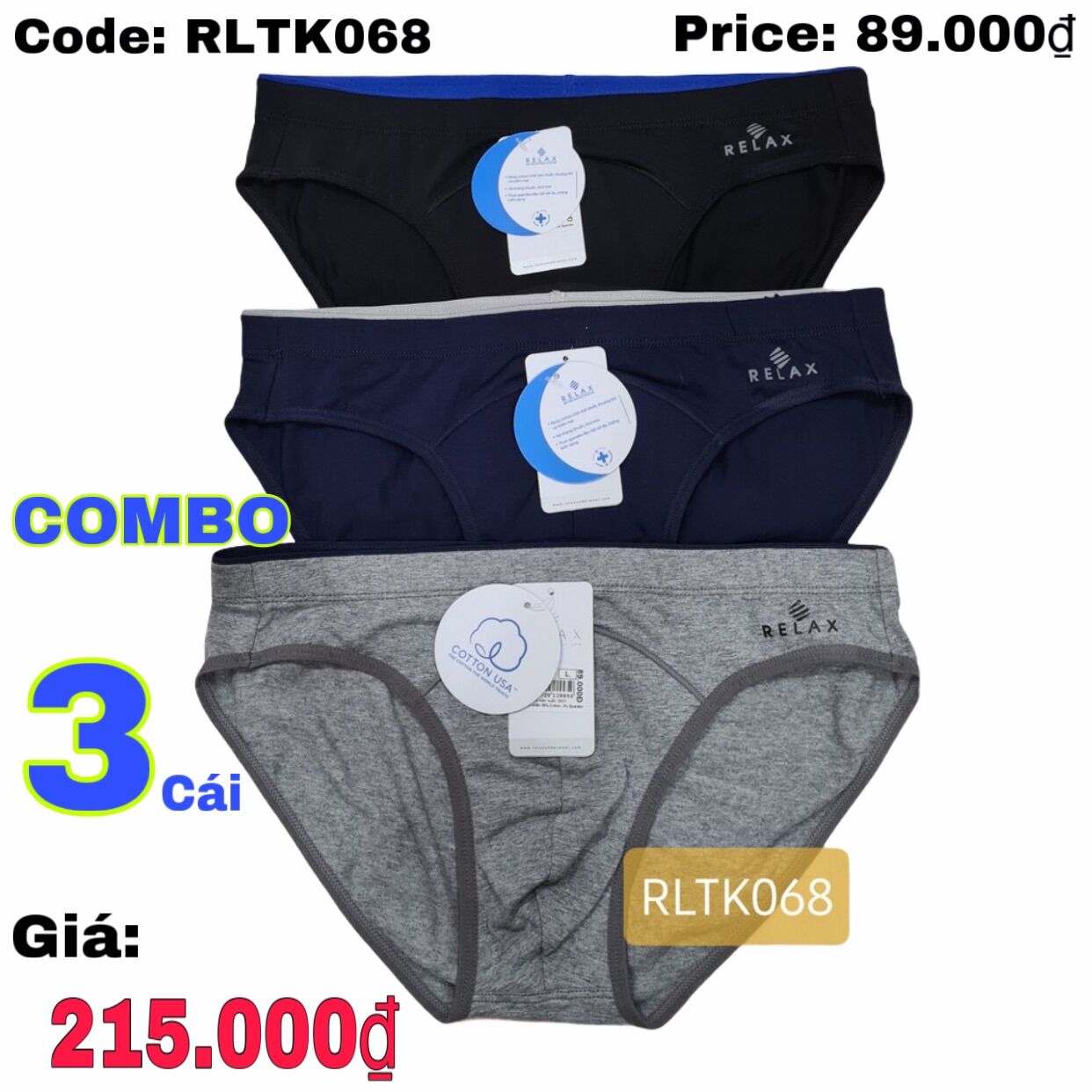 Combo 3 quần lót nam relax mã rltk068