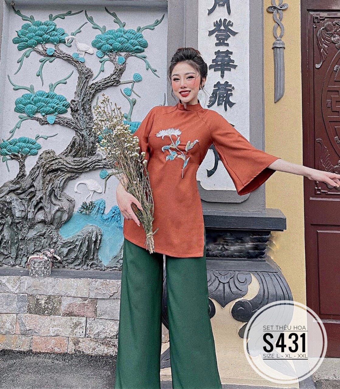 60-90kg Bigsize SET LAM THÊU HOA S431