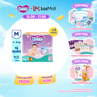 [Từ 22-23 tặng QUÀ TO-SLCH][TẶNG MIẾNG NGẪU NHIÊN] Tã quần Bobby Siêu Khô Thoáng - 100% Thoáng Khí Mega Jumbo  M112 (số miếng tặng thay đổi theo từng đợt nhập hàng)
