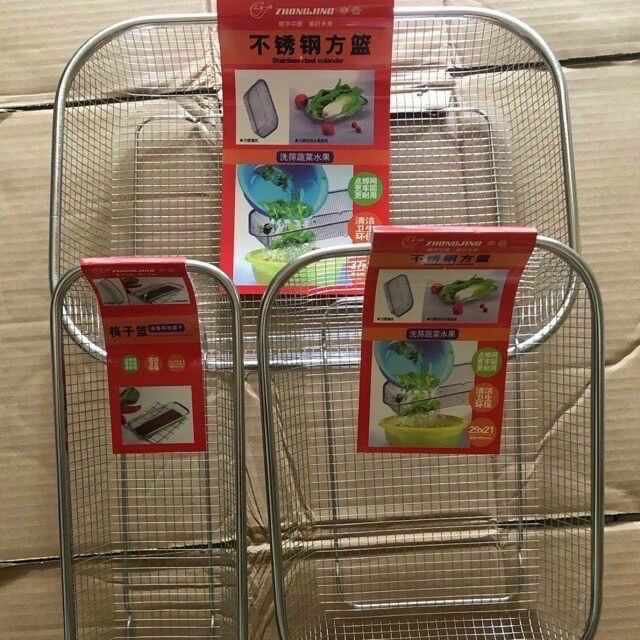 Combo bộ 3 rổ inox dạng lưới