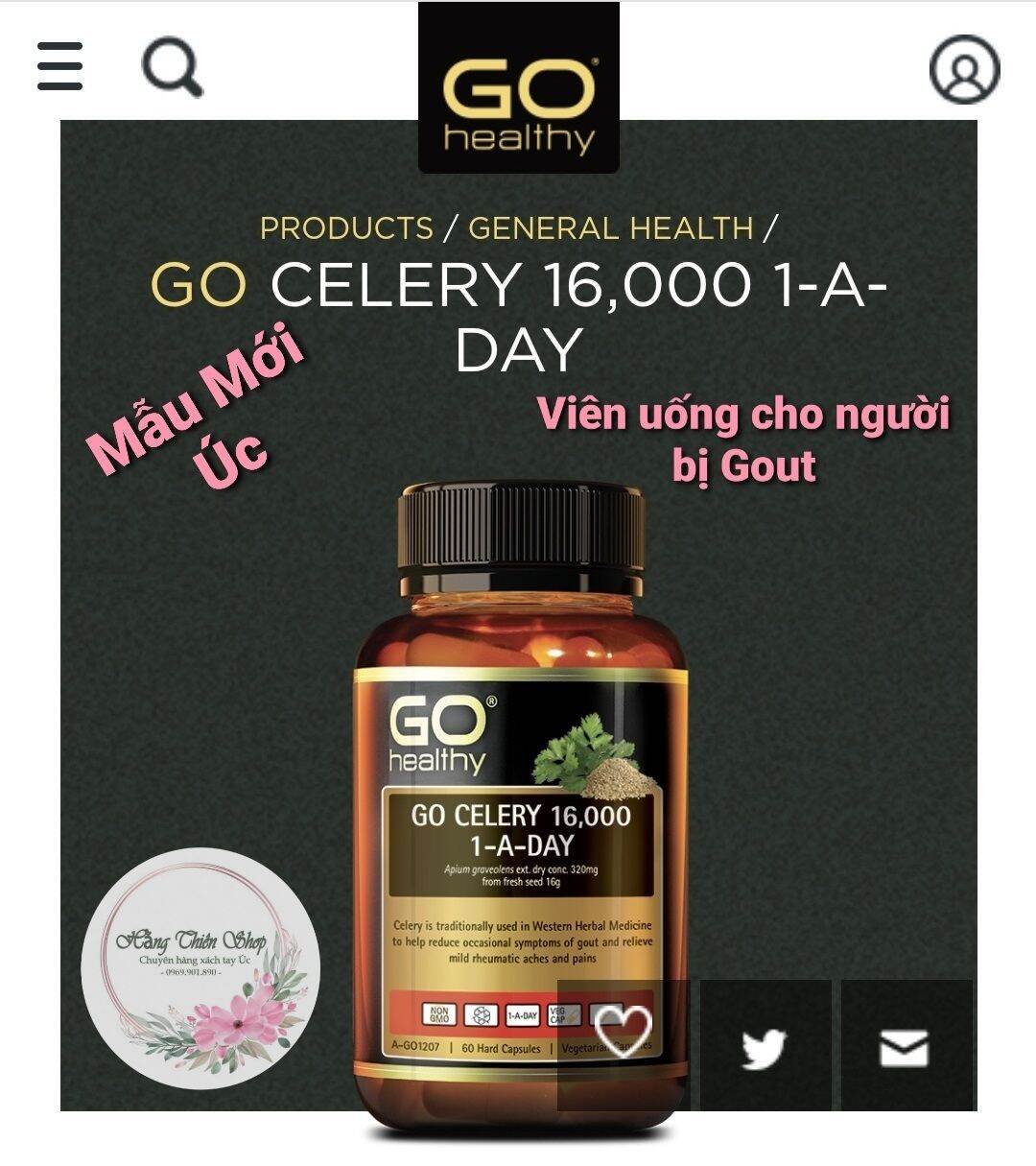 Đủ bill Viên hỗ trợ gout Go Healthy Go Celery 16000 _ 60v