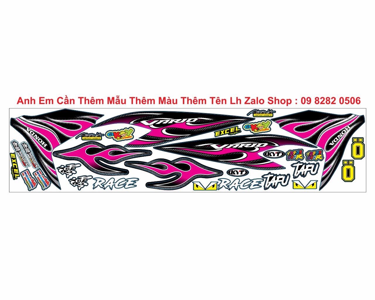 Tem lửa vario hồng đen tem chế