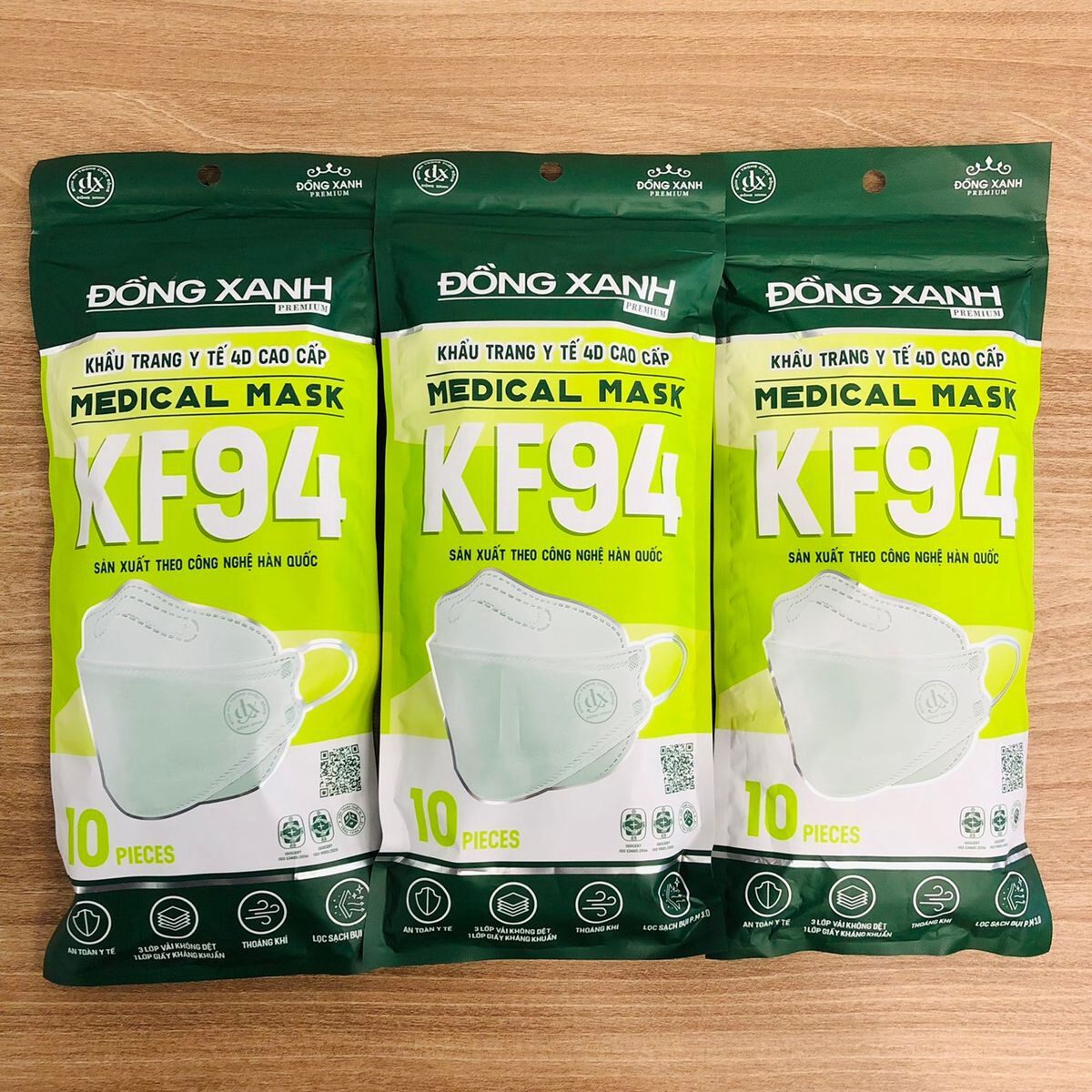 khẩu trang KF94 ĐỒNG XANH premium