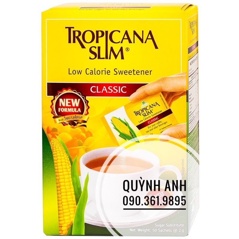 Đường ăn kiêng Tropicana Slim Classic hộp 50 gói gói 2g