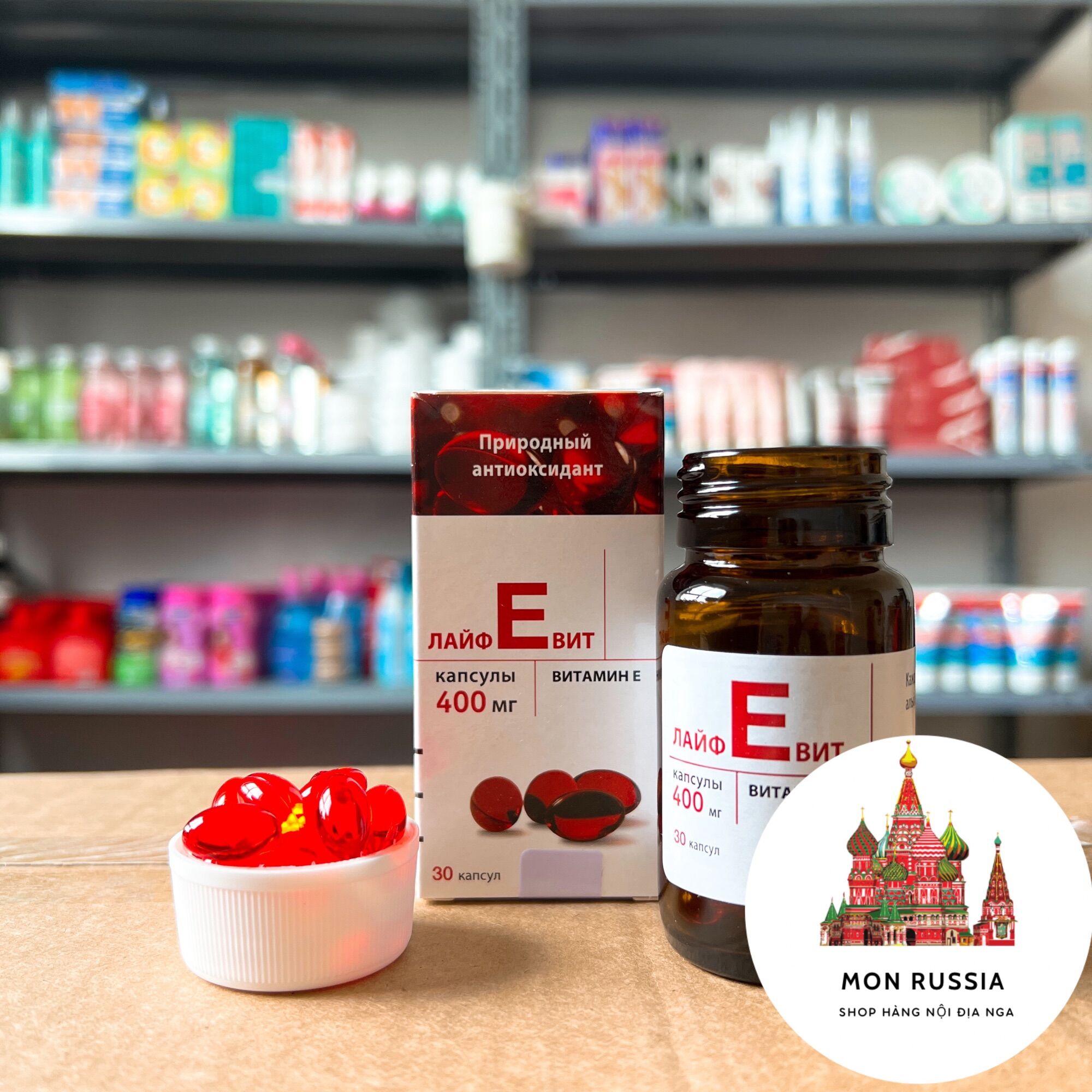 Vitamin E đỏ 400mg lọ thuỷ tinh của Nga