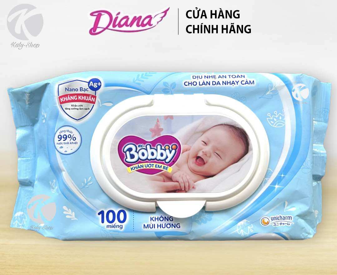 Khăn ướt em bé bobby không mùi hương 80/100 miếng