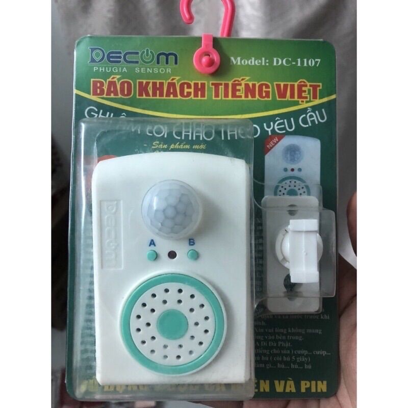 Chuông báo khách cảm ứng chuyển động ghi âm tiếng việt decom