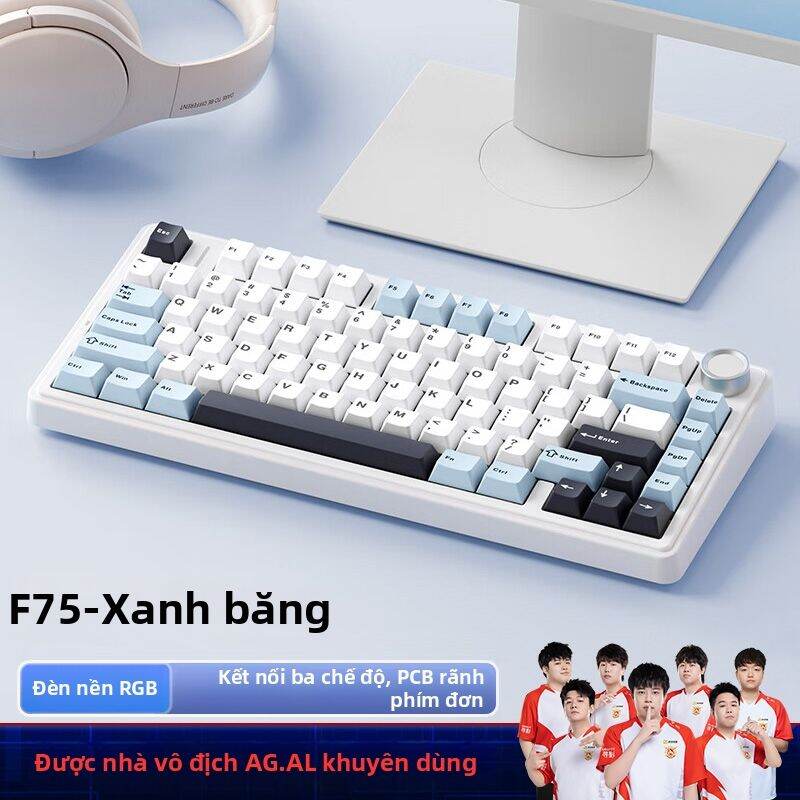 AULA | Bàn Phím Cơ 75 Phím RGB Không Dây 3 Chế Độ Bluetooth Dành Cho Game và Văn Phòng Khung Nhôm Thay Lõi Công Tắc Nóng
