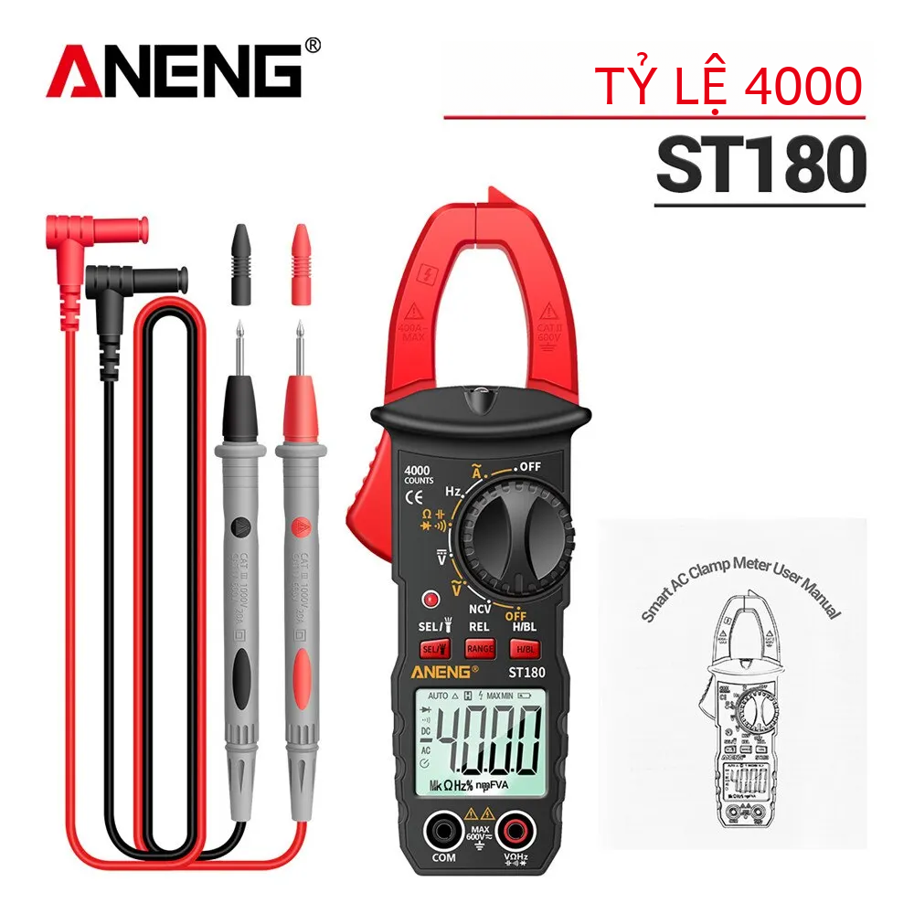 Aneng St180 4000 Tính Kỹ Thuật Số Kẹp Mét Ampe Kế Bút Thử Điện Áp Ac Hiện Tại Đồng Hồ Đo Vạn Năng Oh