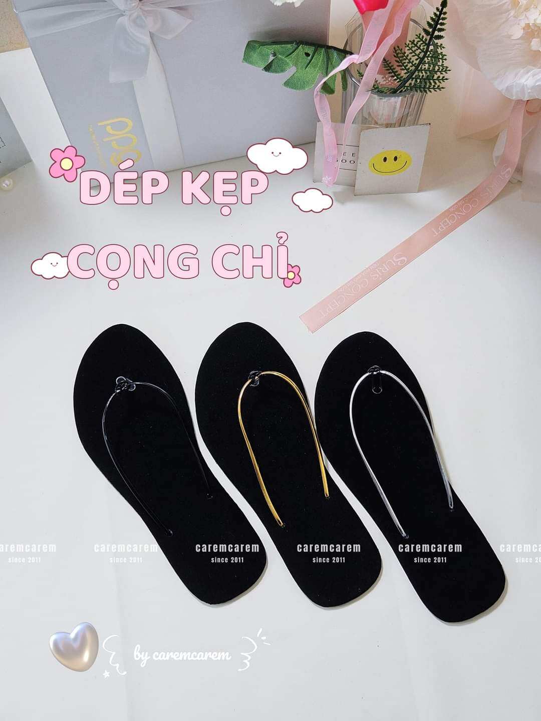 (RA MẮT BẢN XỊN) Dép kẹp cọng chỉ quai mảnh hàng đẹp since 2011 by caremcarem