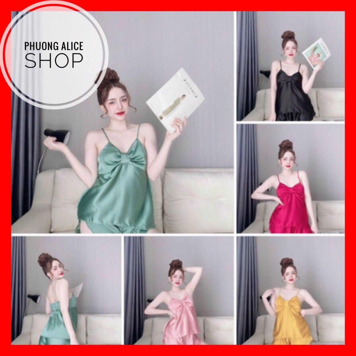 ❌❌ Bộ sexy ❌❌ Đồ bộ nơ dây sexy chất satin loại 1 mềm mịn mát