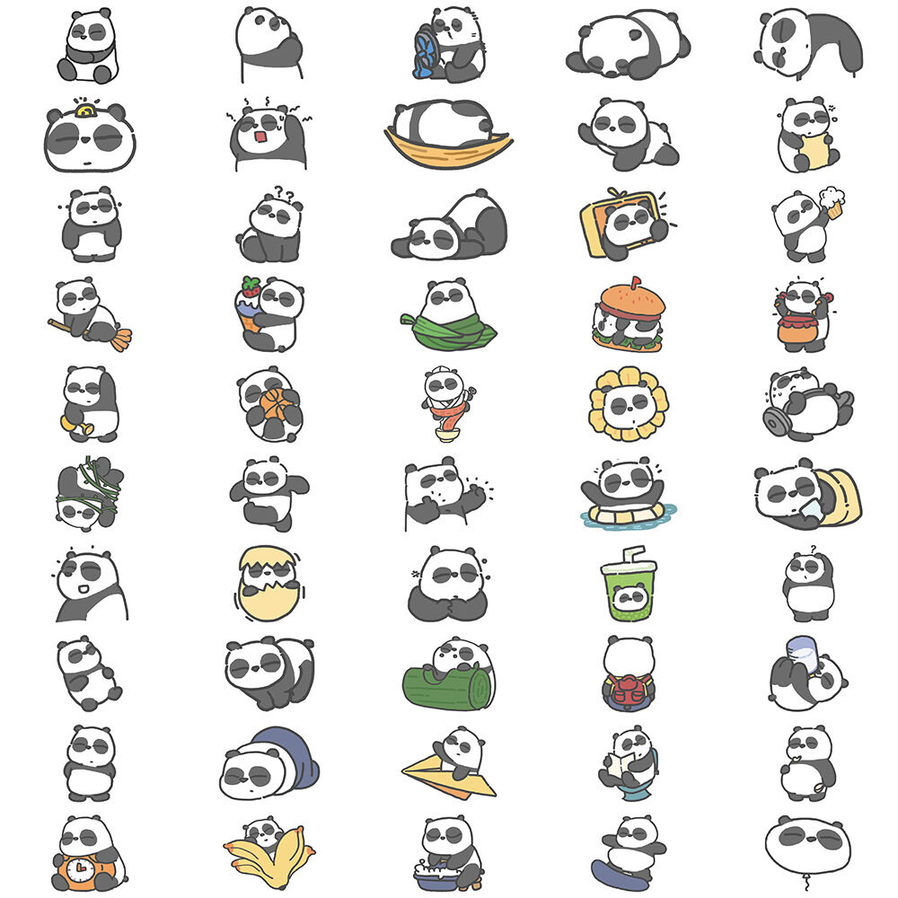 Set 90 miếng sticker hình dán chống nước gấu trúc panda