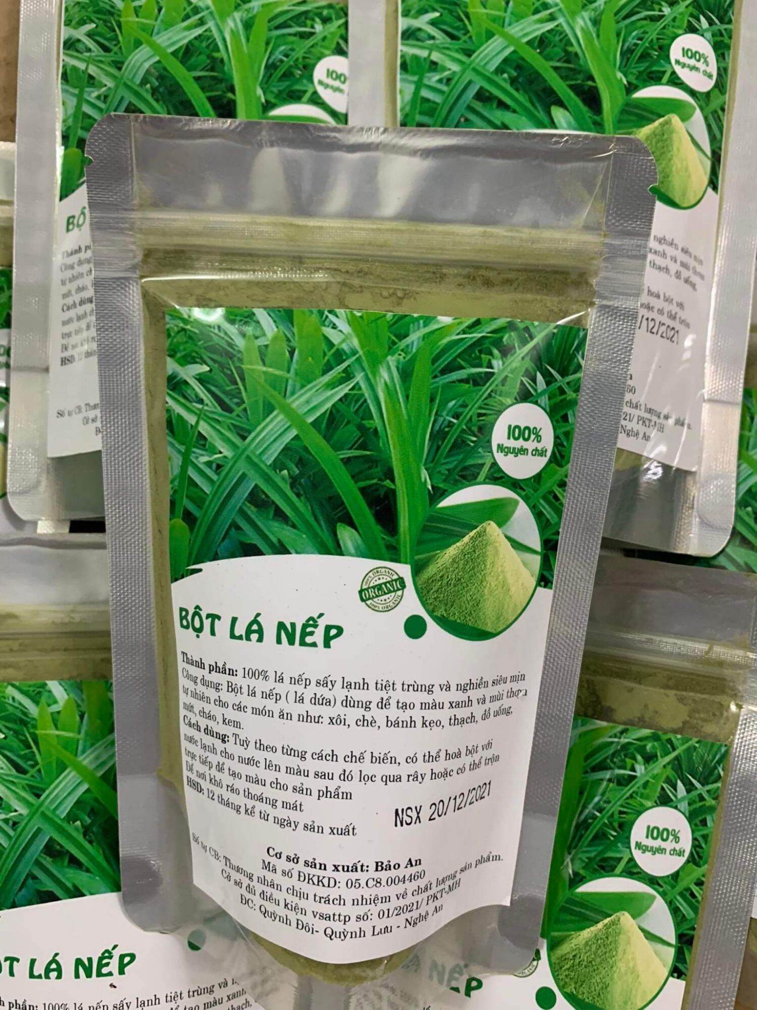 Bột lá nếp (lá dứa) sấy lạnh nguyên chất tạo màu thực phẩm tự nhiên 100%