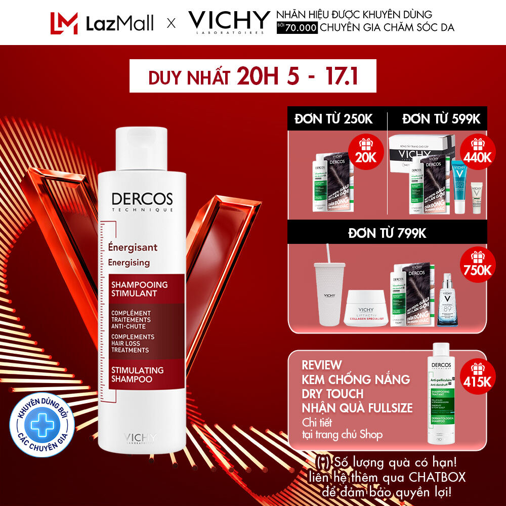 Dầu gội dưỡng tóc giãm gãy rụng tóc Vichy Laboratoires Dercos Technique Stimulating shampoo compleme