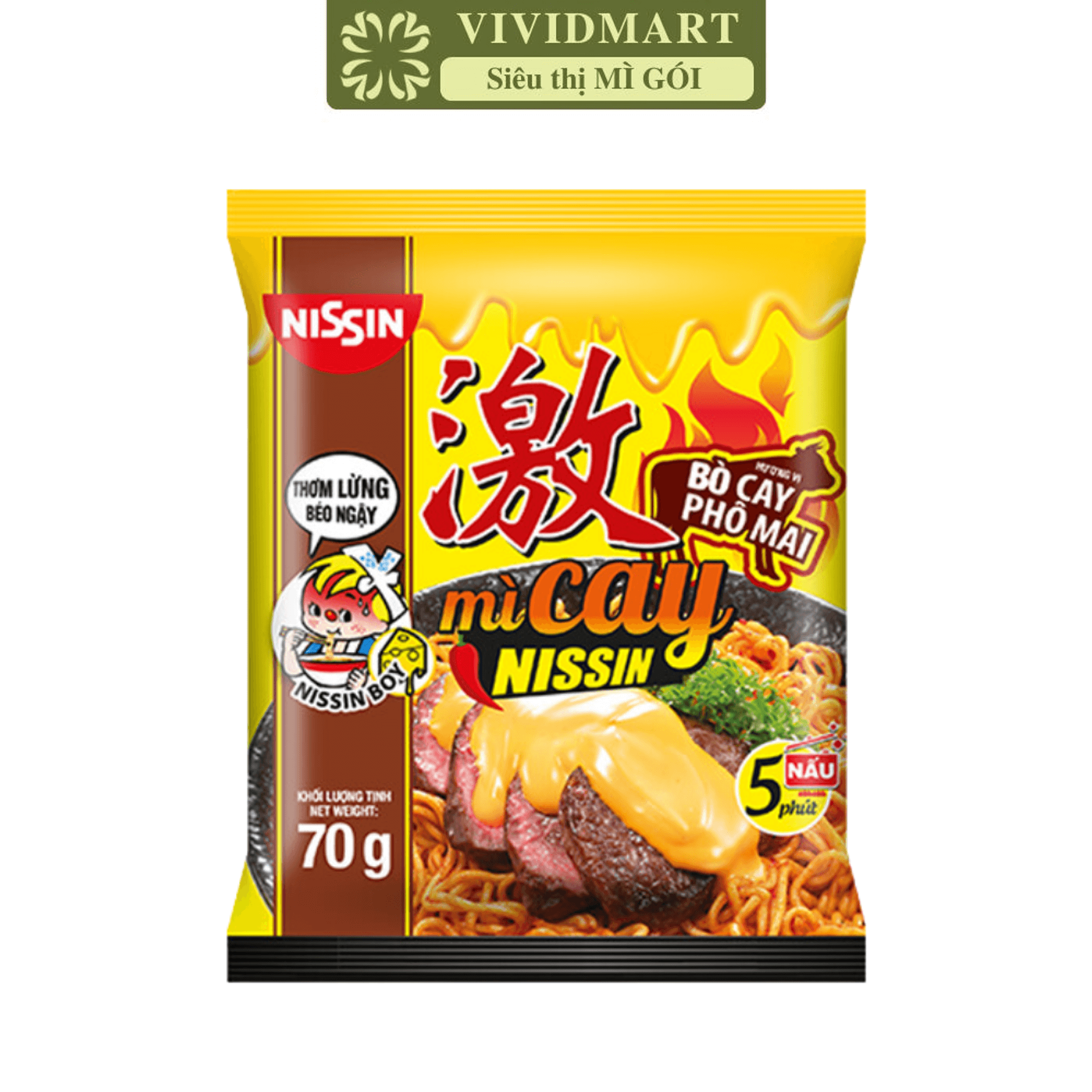 - nissin - nissin instant noodle 5 flavours: hot and spicy soup flavour, korean hot chili chicken flavour, spicy cheese chicken flavour, hot chili chicken salted egg flavour, spicy cheese beef flavour