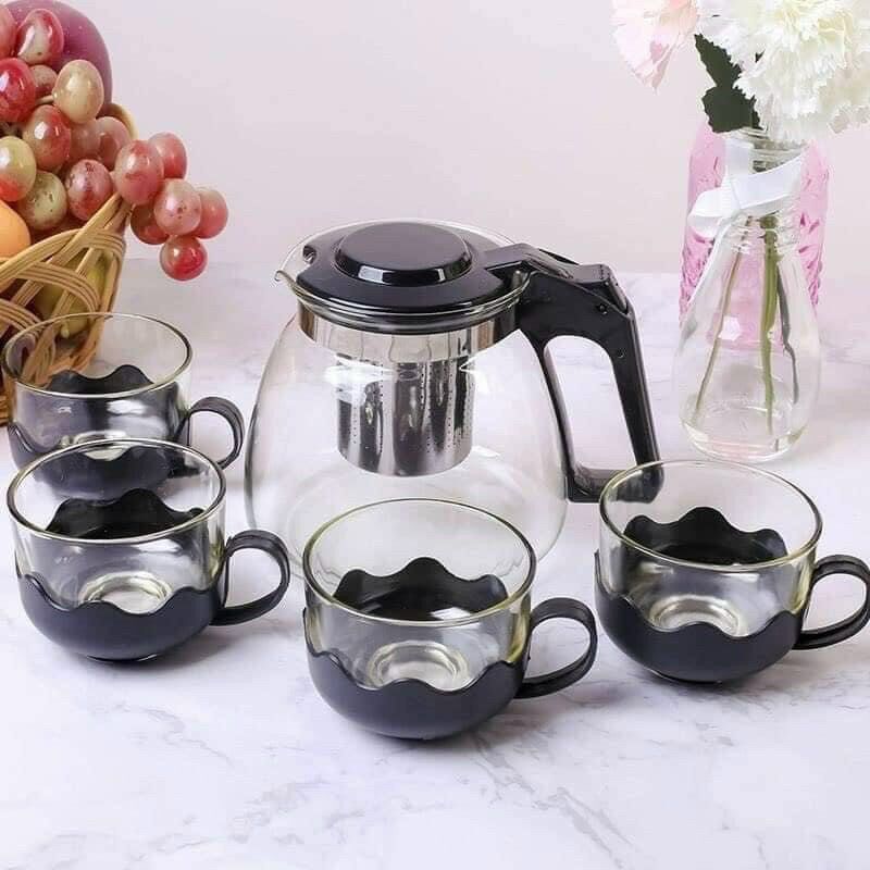 Bộ bình trà thuỷ tinh 4 ly