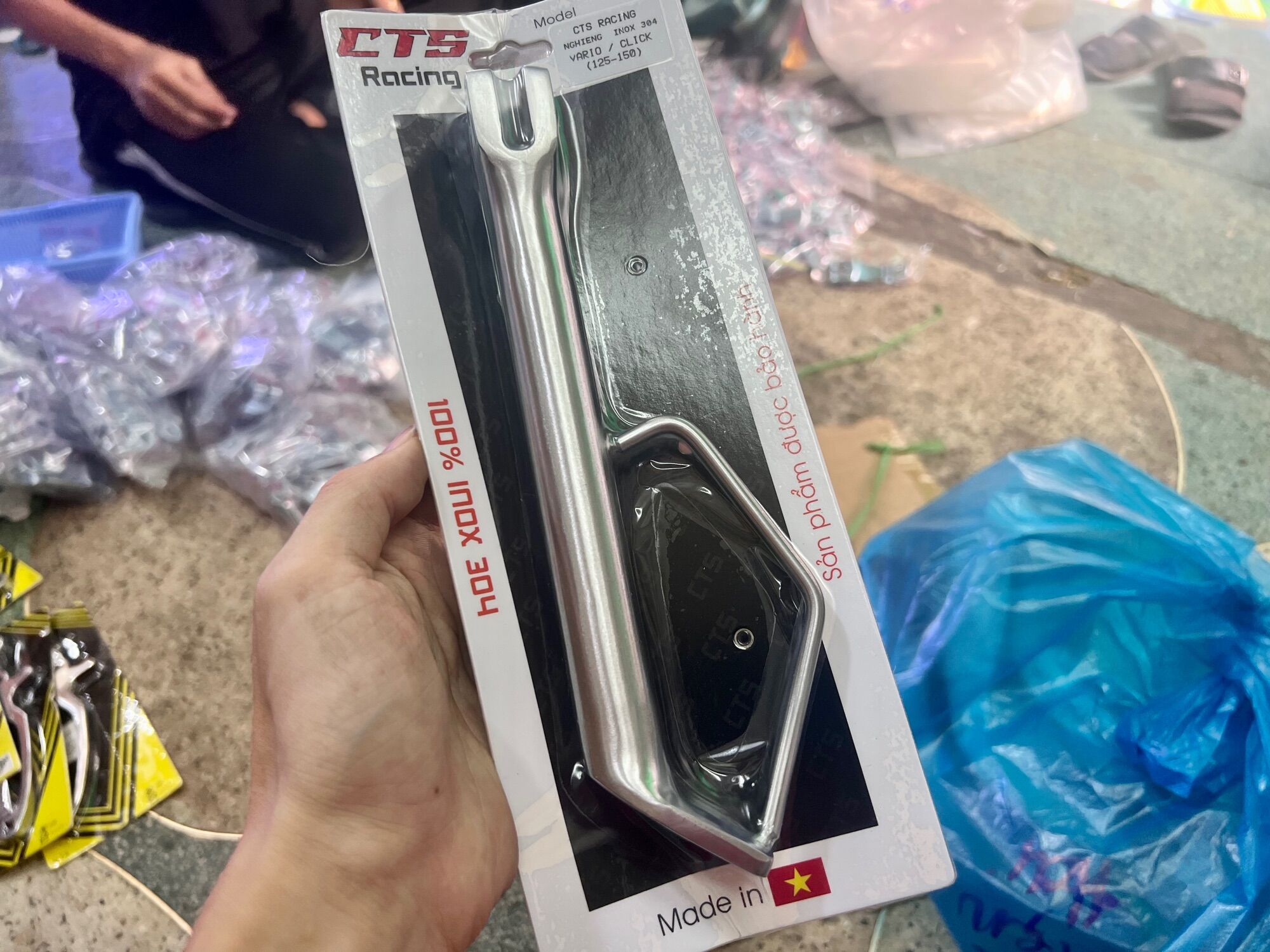Chân chống nghiêng vario / click inox đặc 304