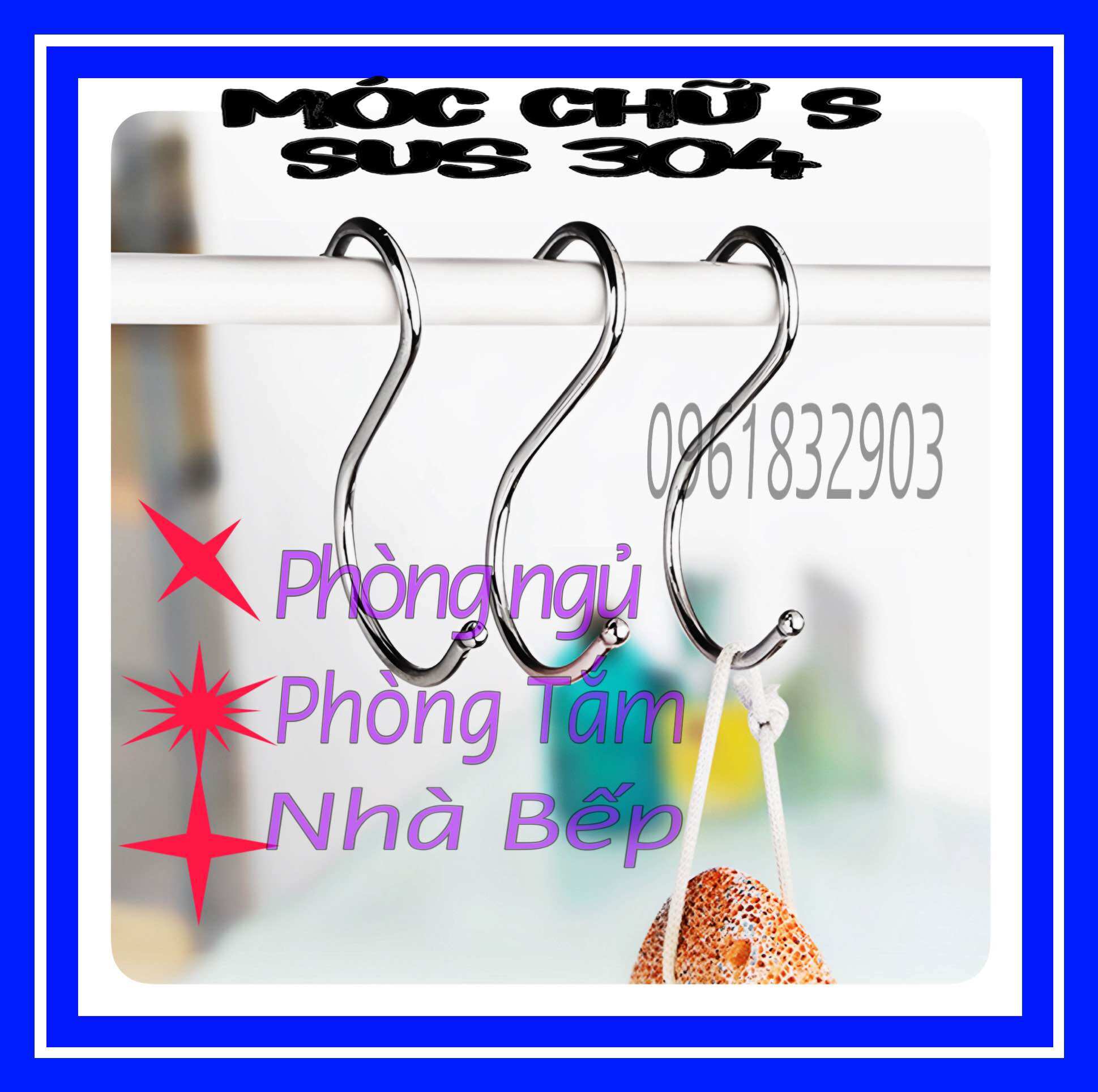 Móc treo đồ inox 304 chữ S loại 6cm