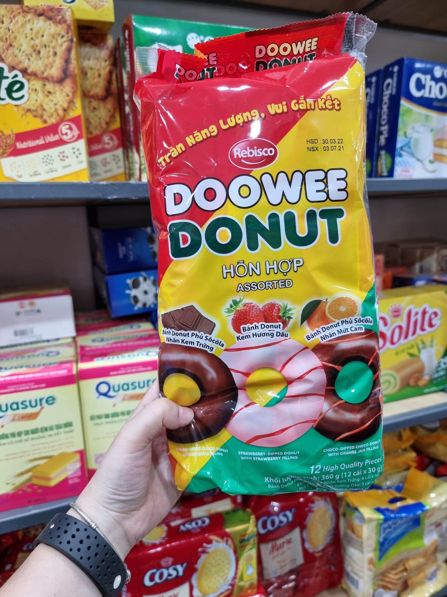 Bánh Donut hỗn hộp 12 cái 360g