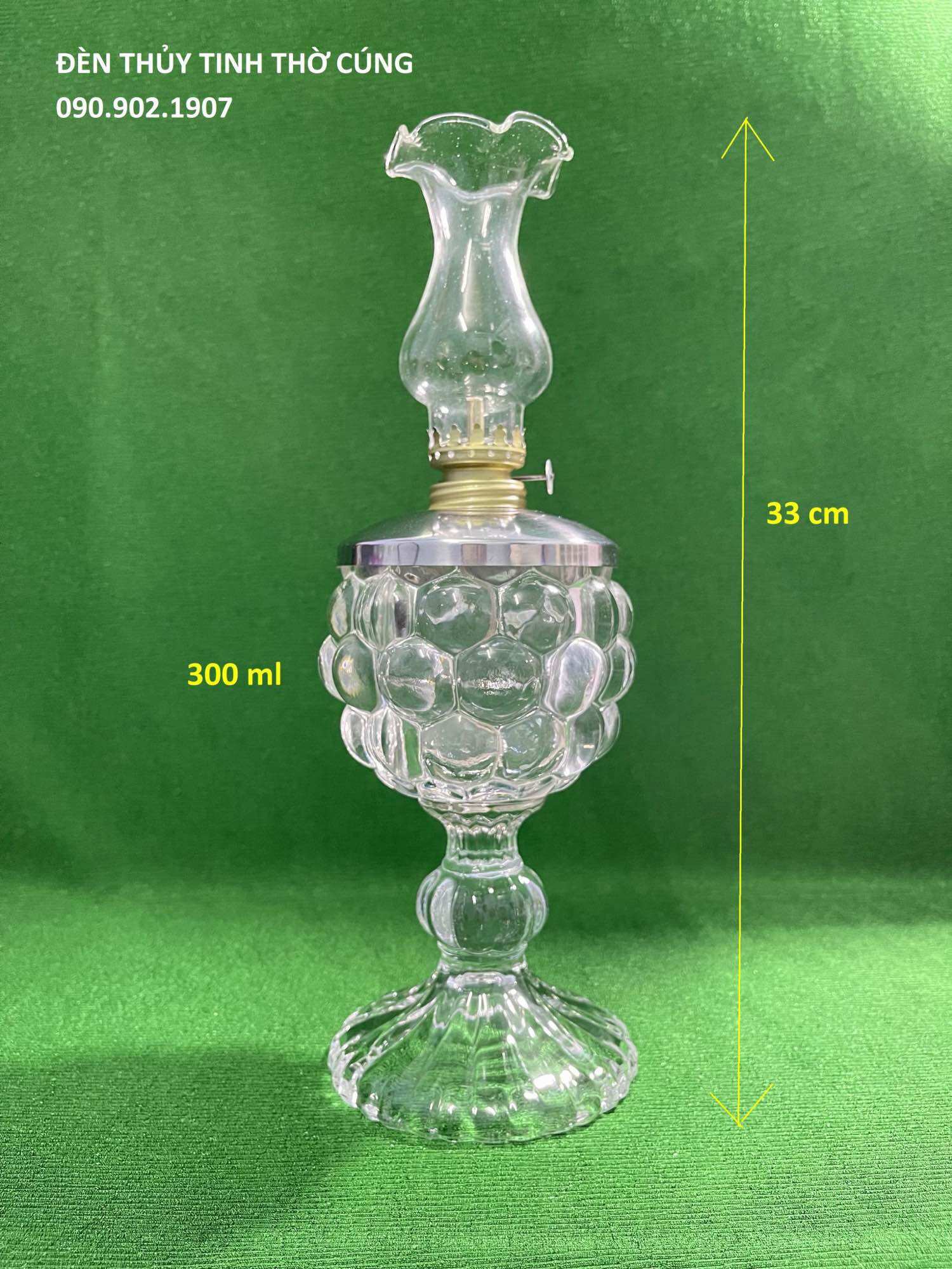 ĐÈN THỦY TINH THỜ CÚNG - PHA LÊ LỒI -LỚN