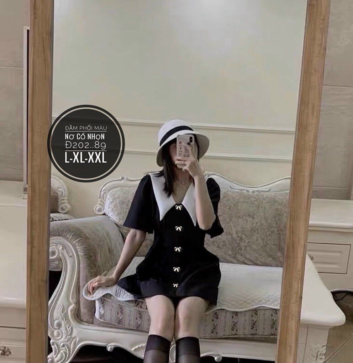 55-90kg Bigsize ĐẦM NƠ PHỐI CỔ NHỌN Đ202..89