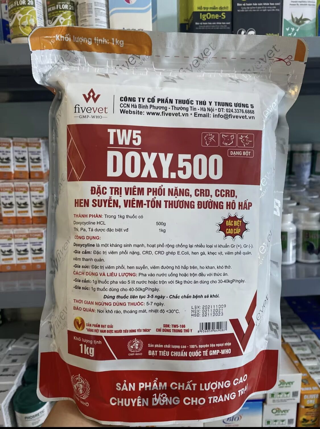 1 gói 100 gram doxy 500 hen khẹc, sổ mũi dùng cho vật nuôi.