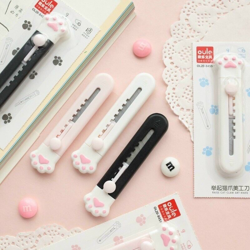 🌸DAO CẮT GIẤY DAO DỌC GIẤY HÌNH CHÂN MÈO 3 MÀU SẮC DỄ THƯƠNG🌸