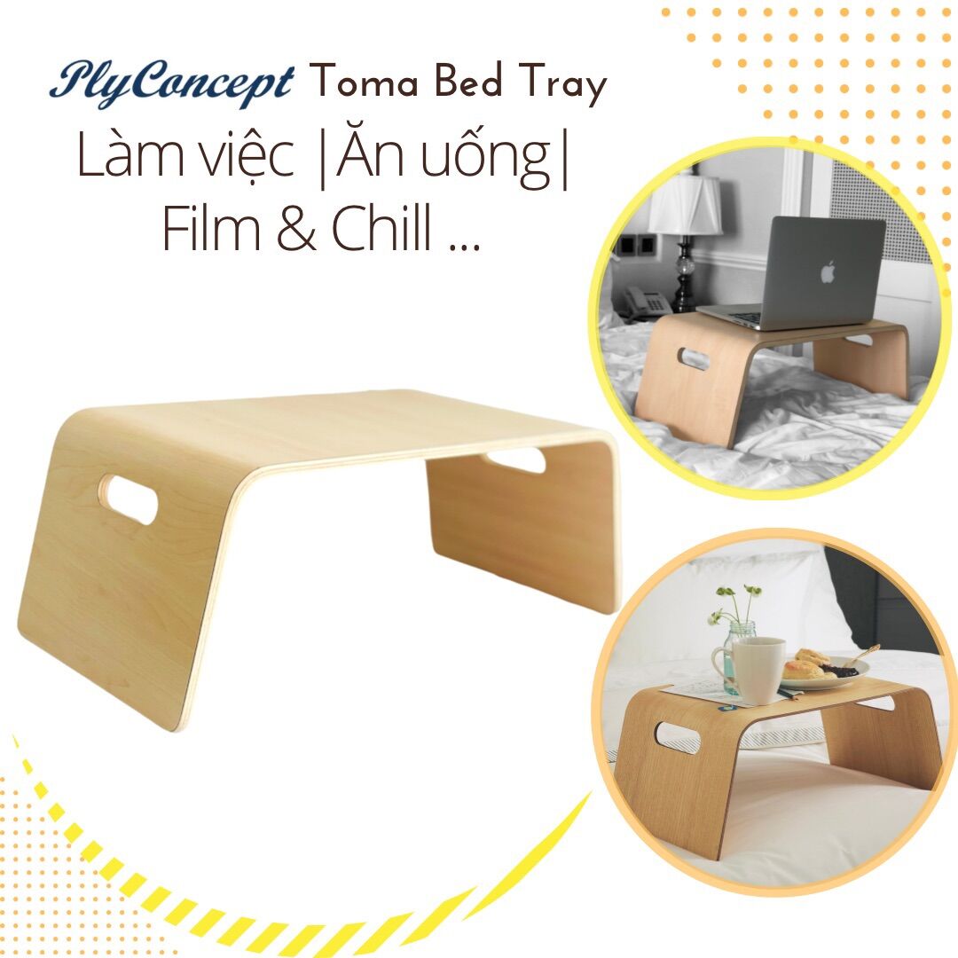 Bàn đa năng, Bàn giường, Bàn Laptop gỗ uốn cong PlyConcept ToMa Bed Tray - Laminate