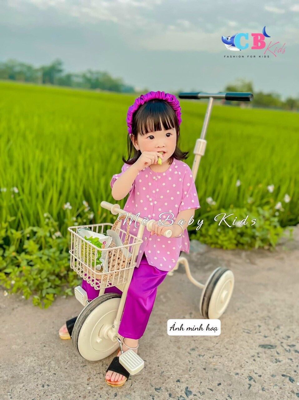 Bà Ba Chấm Bi Kèm Cài Cho Bé Gái 3 Màu