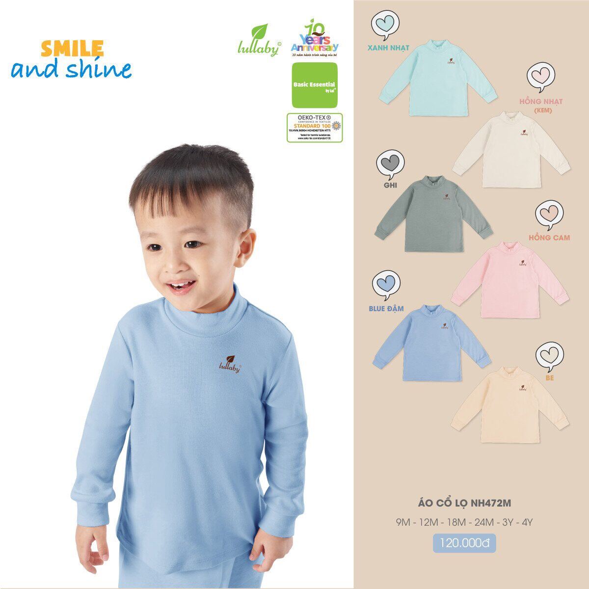 [Lullaby] Áo cổ 3 phân/cổ lọ chất cotton dày hàng đông 2022