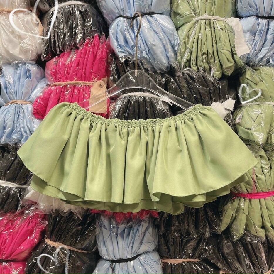 Áo croptop bèo trễ vai tay ngắn