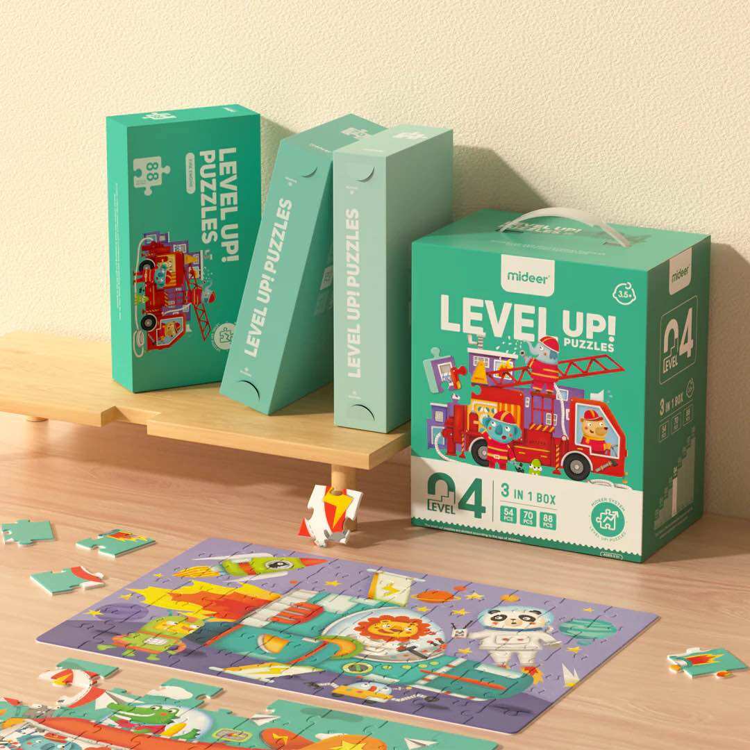 Ghép hình Level Up Puzzle Mideer - Level 4: Transportation (54-88 mảnh ghép)