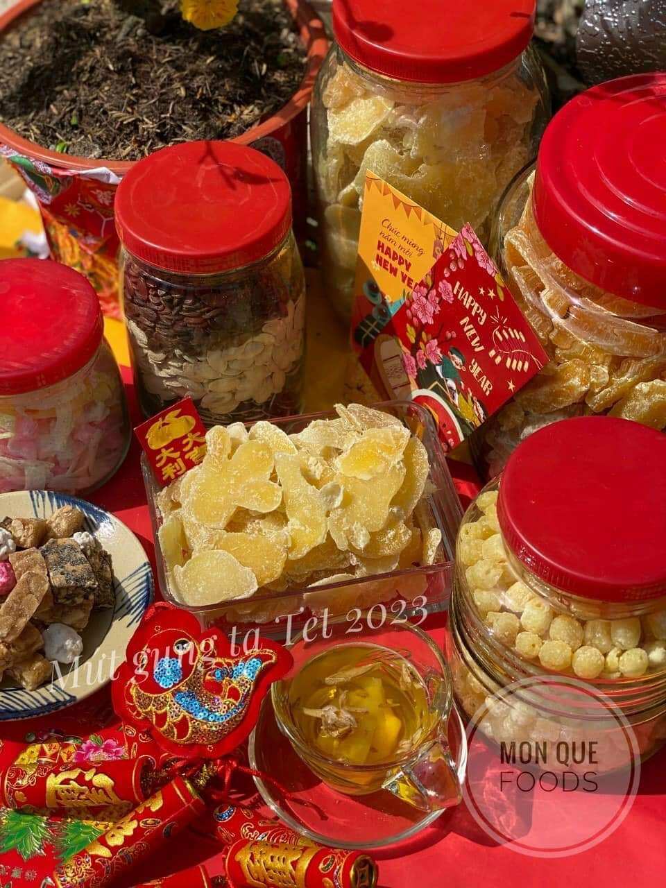 Mứt gừng miếng  Bến Tre 500g (Mứt gừng lát nhà làm không tẩy trắng)