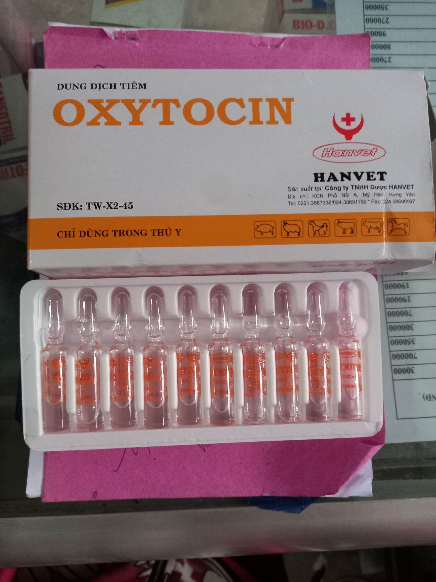 Oxytocin 2ml kích đẻ, chống sót rau, tăng tiết sữa(20 ống/hộp)