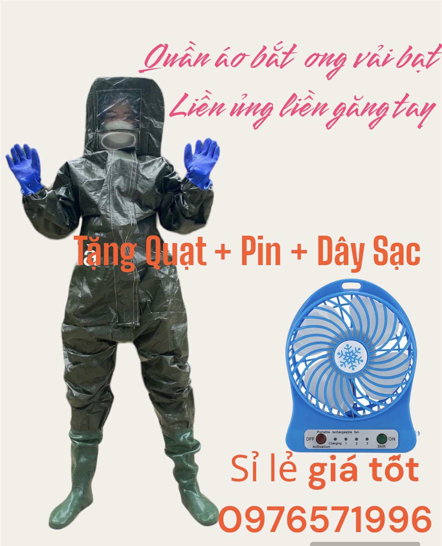 [TẶNG QUẠT] BỘ QUẦN ÁO BẮT ONG LIỀN GĂNG TAY ỦNG VẢI BẠT AN TOÀN DỄ SỬ DUNGH