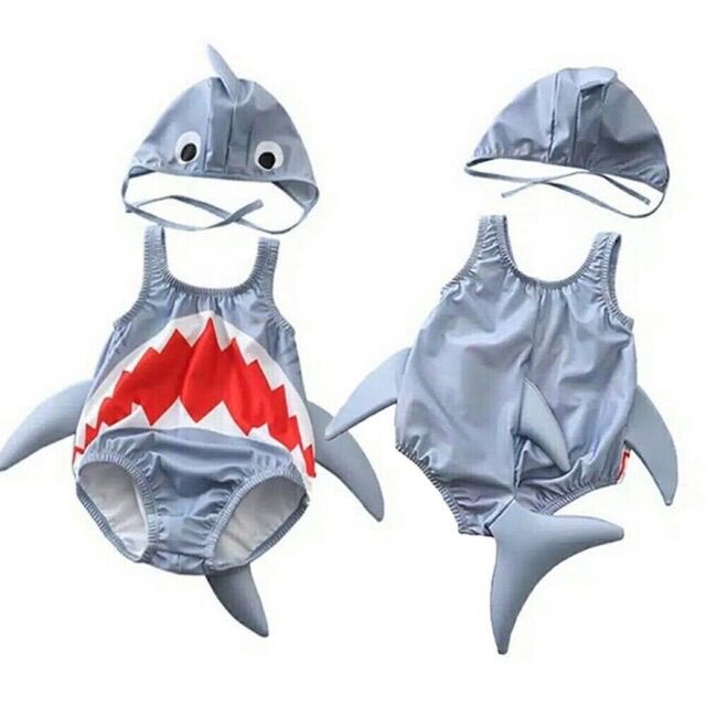 Set đồ bơi baby shark kèm mũ cho bé trai -bé gái