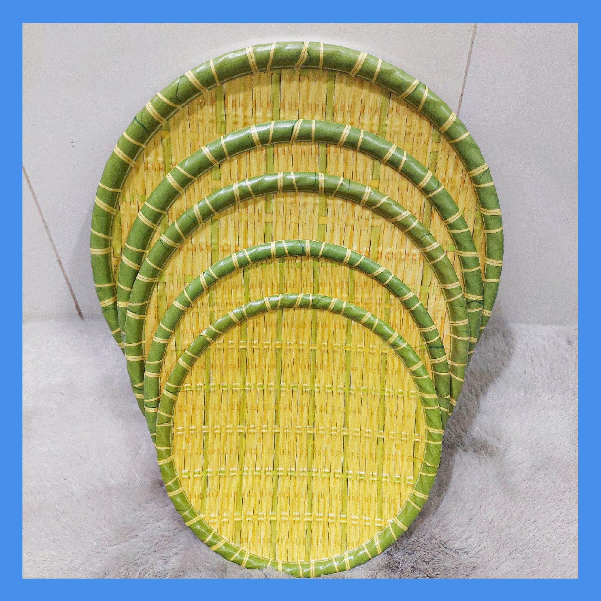 Đĩa nhựa giả mây tre - Mẹt giả tre tròn nhựa melamine cao cấp