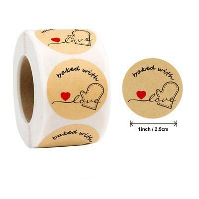 Cuộn 500 sticker nhãn dán thank you Baked in hình