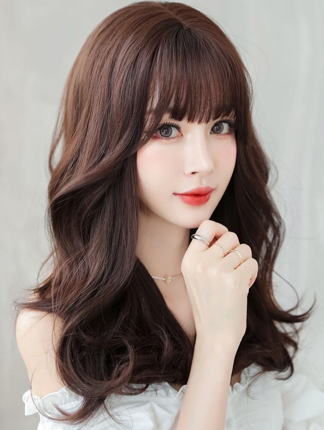 Tóc nguyên đầu lửng xoăn lơi mới 034