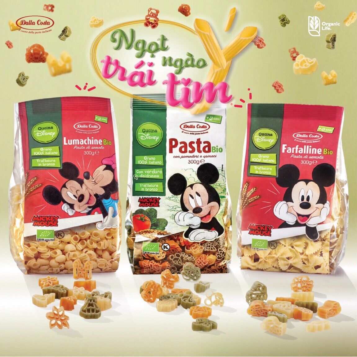 [ Tách lẻ 100g ] Nui nơ hữu cơ cho bé Dalla Costa
