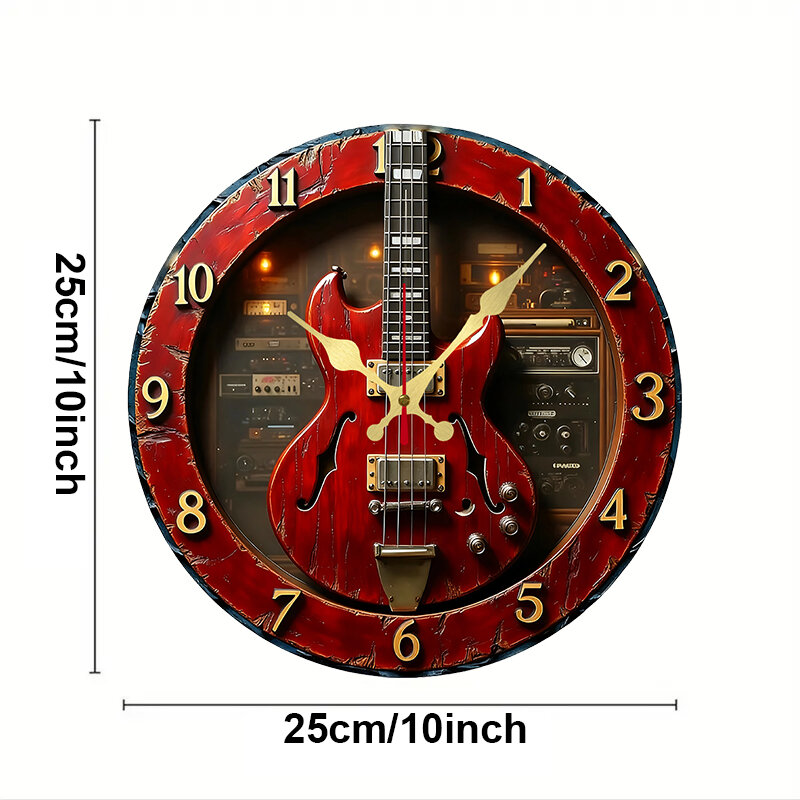 Đồng Hồ Treo Tường Hình Tròn Bằng Gỗ Chủ Đề Đàn Guitar Cổ Điển Dành Cho Phòng Khách Văn Phòng Phòng Học Phòng Ngủ Trang Trí Nhà Cửa