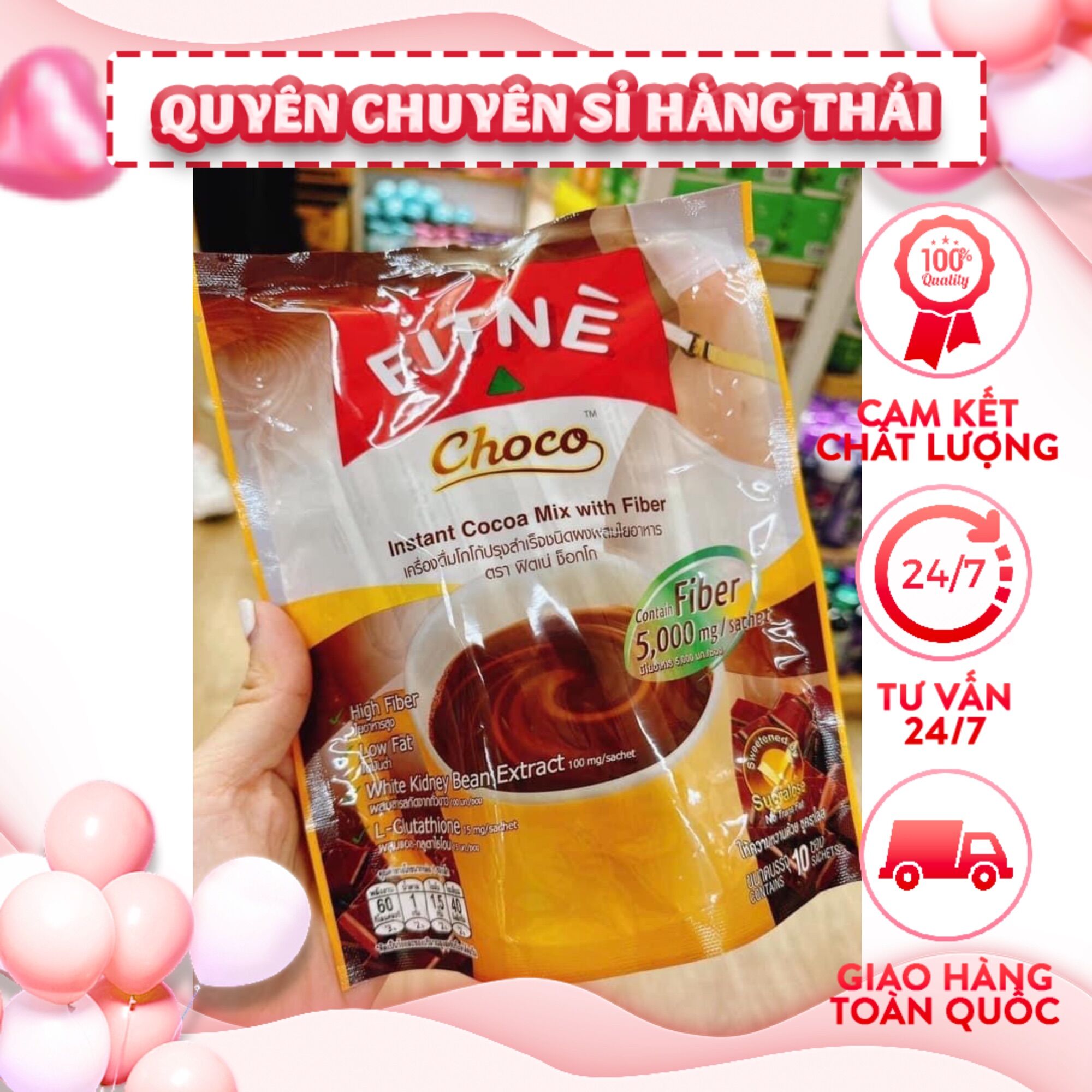 Túi 10 gói fitne choco giảm mỡ đẹp da thái lan