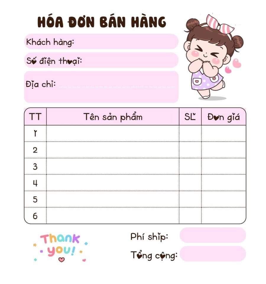BILL HÓA ĐƠN BÁN HÀNG MINI ( 1 cuốn -100 tờ- 1 LIÊN )