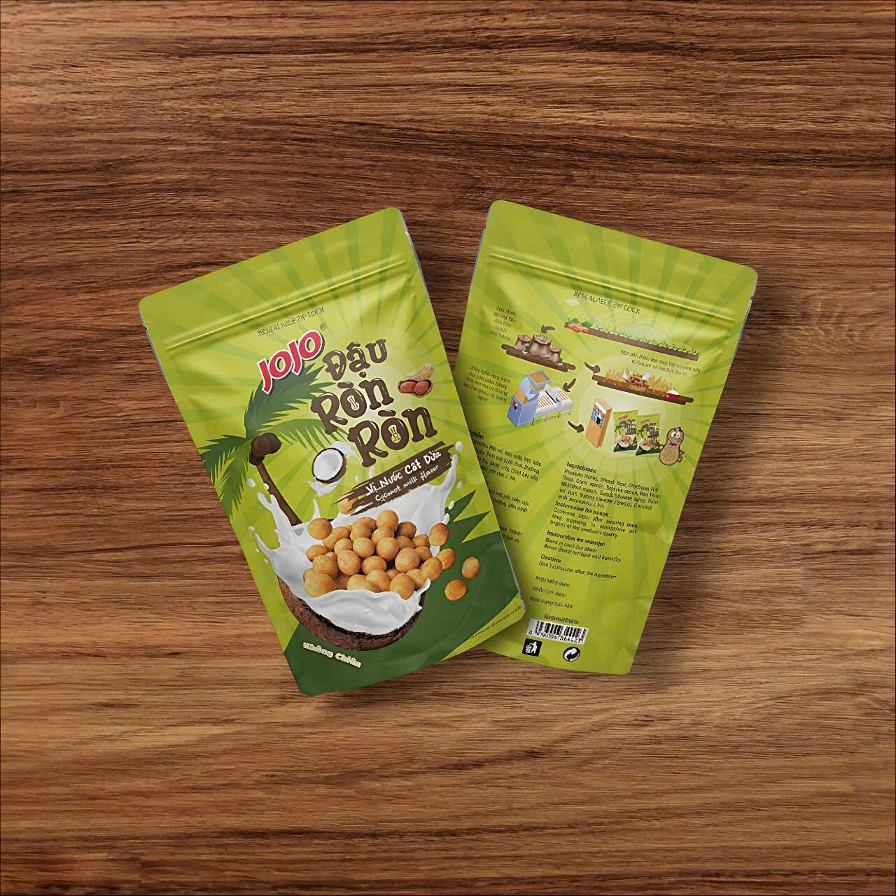 com bô 5 bịch đâu phộng da cá vị côt dua Jojo ăn vặt(mua 10tang1)