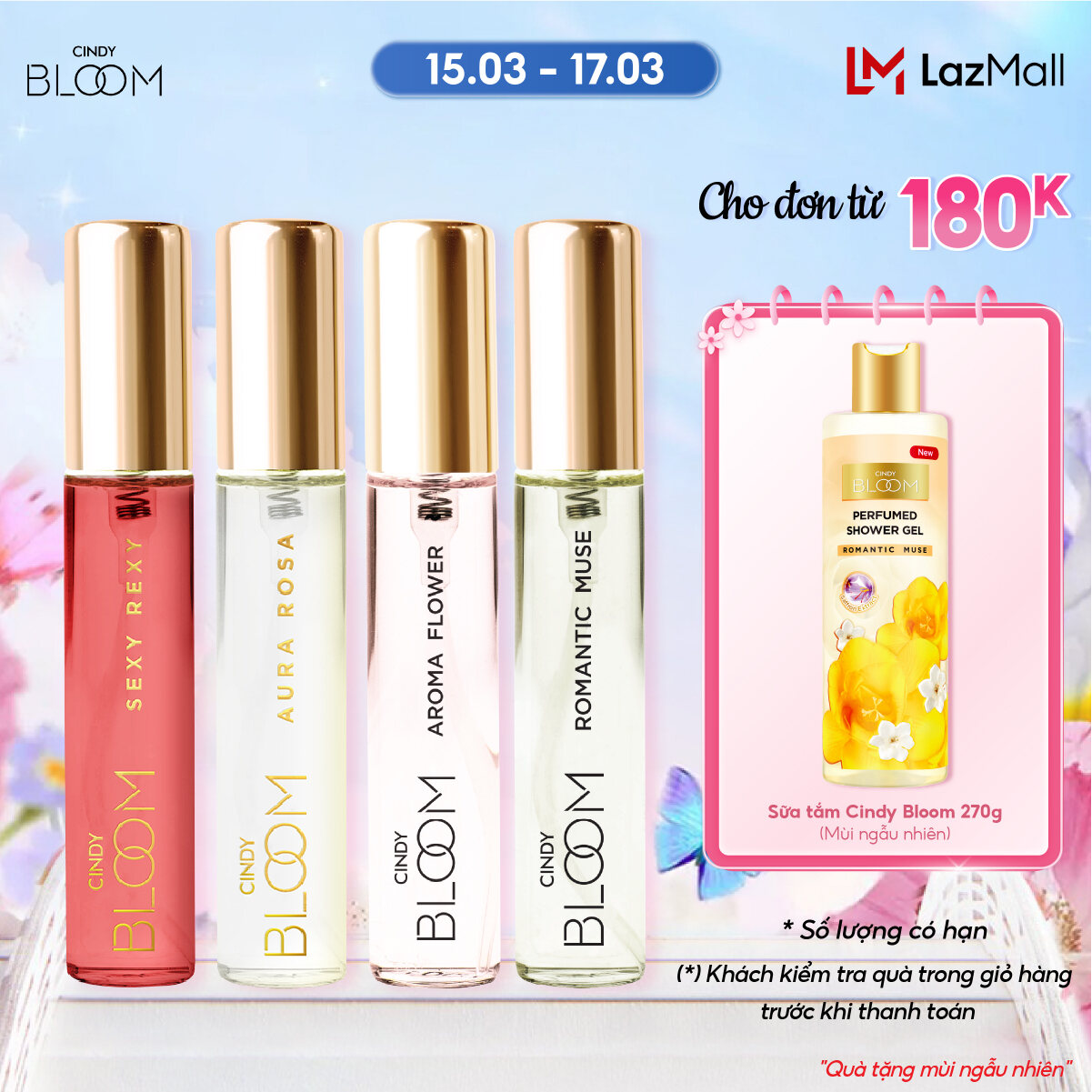 Combo 4 Chai Nước Hoa Nữ Cindy Bloom 10ml/chai Chính Hãng