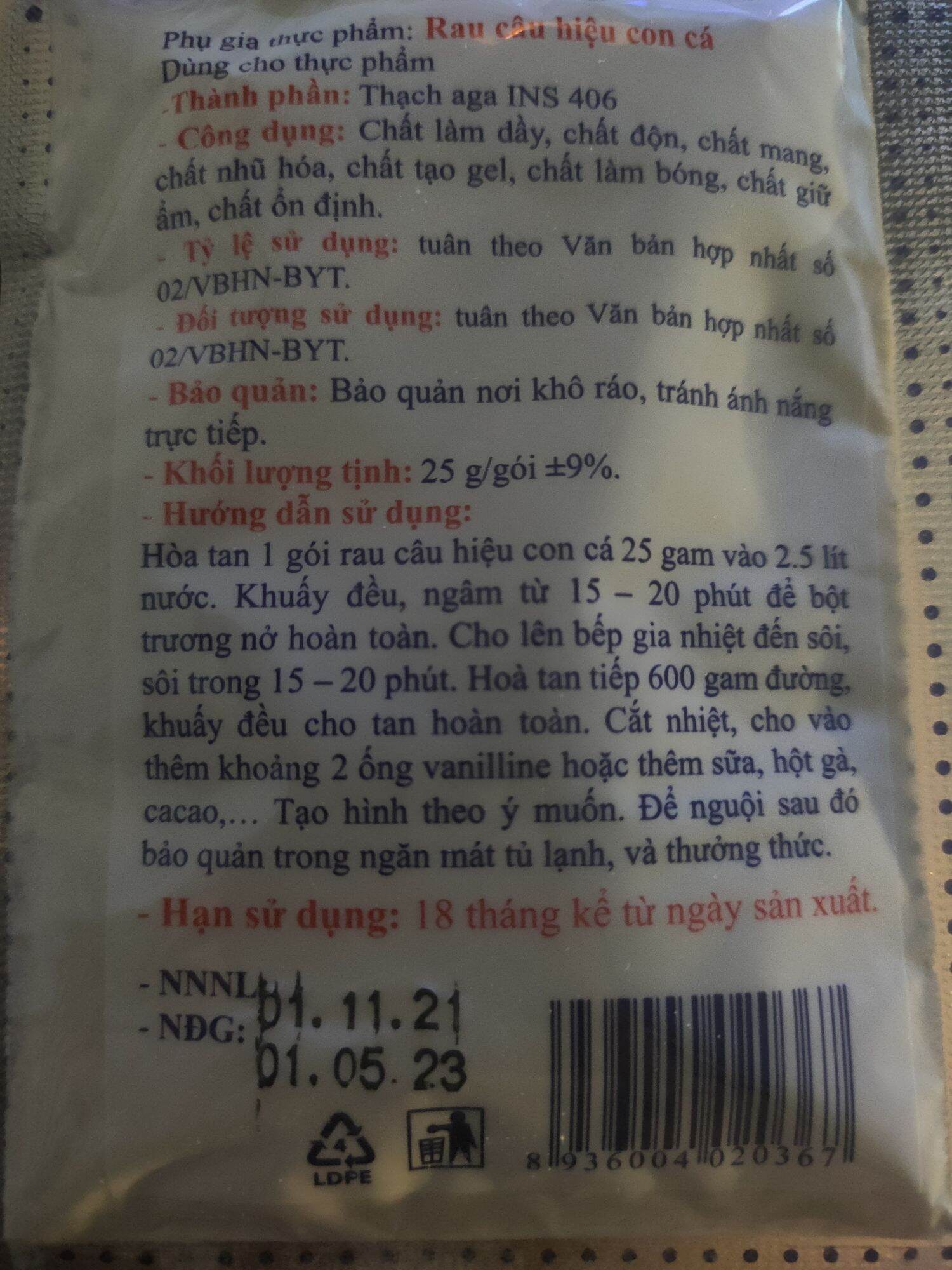 Rau Câu Con Cá Hiệp Long Gói 25Gr