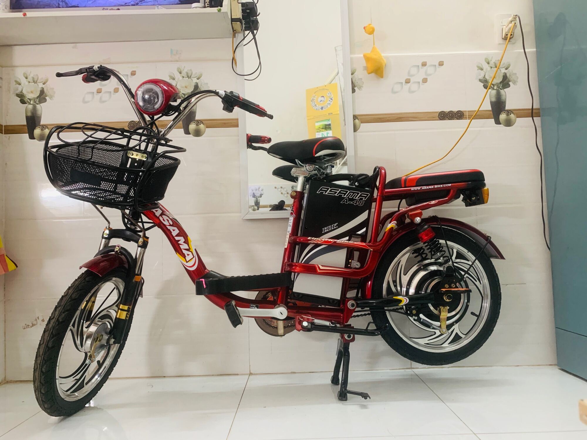 Xe đạp điện Asama ASG đen trang xanh dương đỏ  By Cửa hàng phụ tùng xe  máy Ba Giắn  Facebook